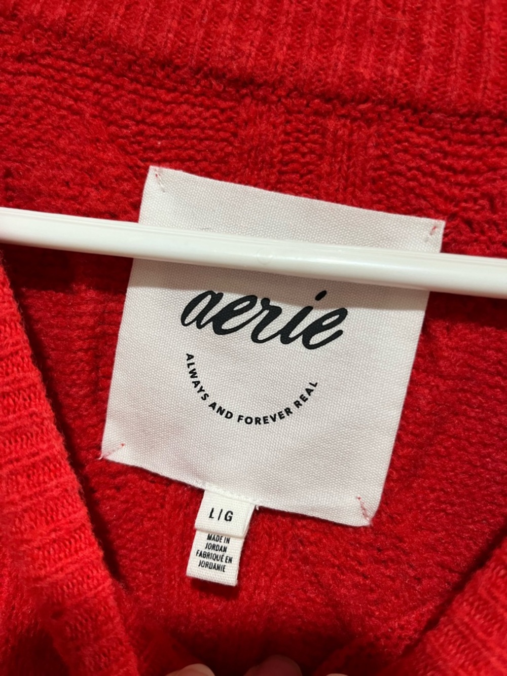 aerie Red Cable-Knit Crewneck Sweater - Picture 2 of 3